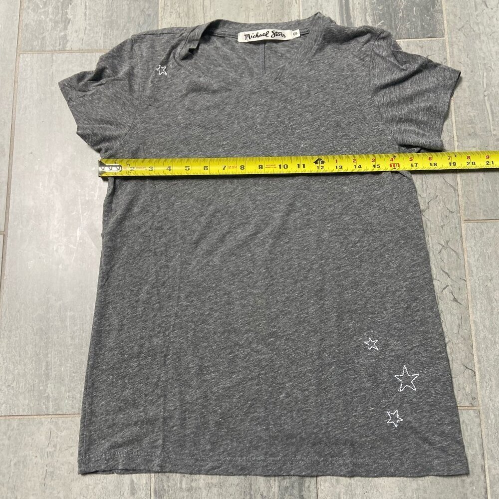 Michael Stars Embroidered Stars Crewneck Short Sleeve T-Shirt Gray One Size - Picture 7 of 9